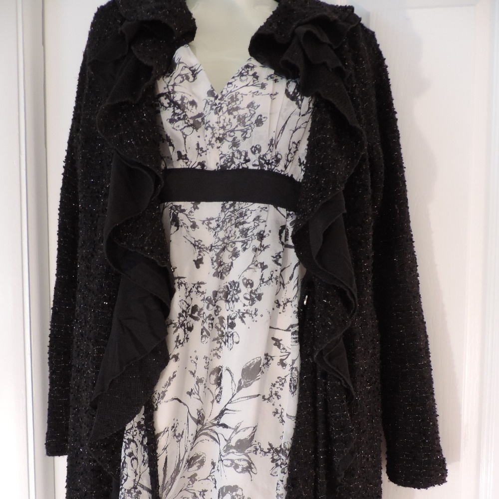 Mishca cardigan black gold ruffles small